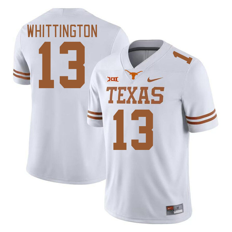 Men #13 Jordan Whittington Texas Longhorns 2023 College Football Jerseys Stitched-White